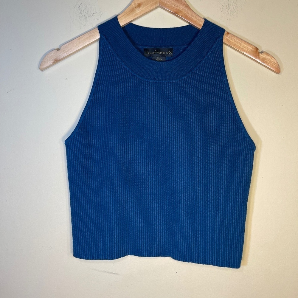 House of Harlow 1960 Vibrant Blue Ribbed Tank